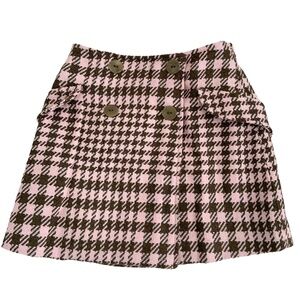 Lily GAUFRETTE HOUNDS TOOTH PINK AND BRIWN SZ: 5 elastic back waist